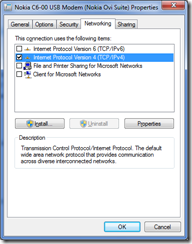 Nokia C6-00 USB Modem (Nokia Ovi Suite) Properties