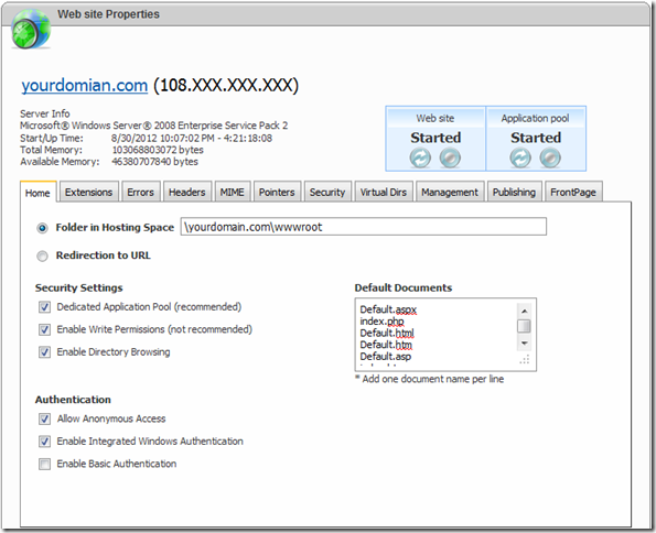 PHP-ASP.net Settings - 1